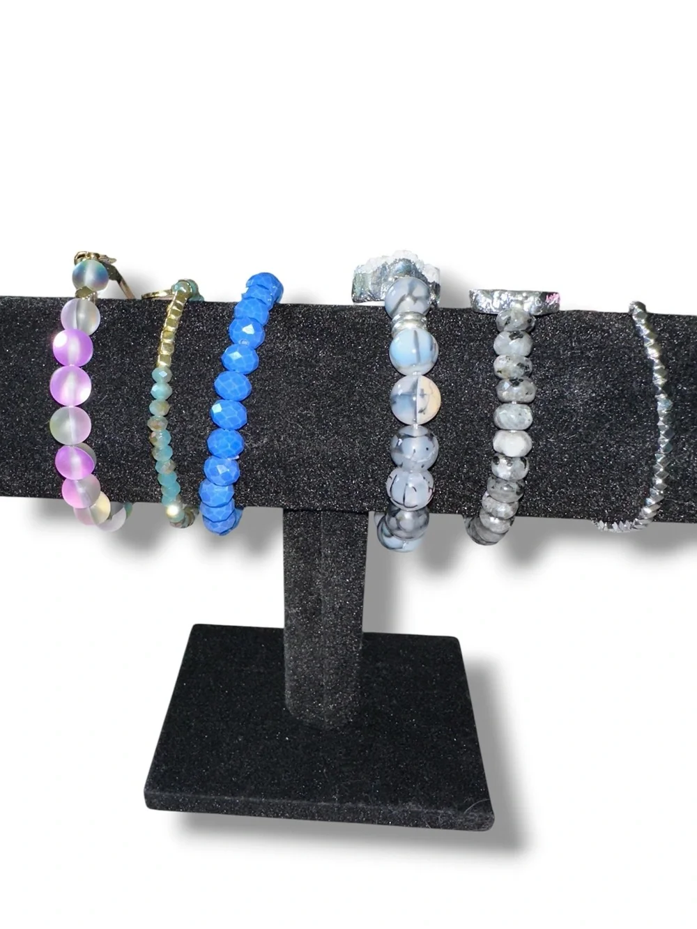 Kinsley Armelle 6pc Druzy Geode Stone Beaded Bracelet Stack Set Boho STRETCH FAB